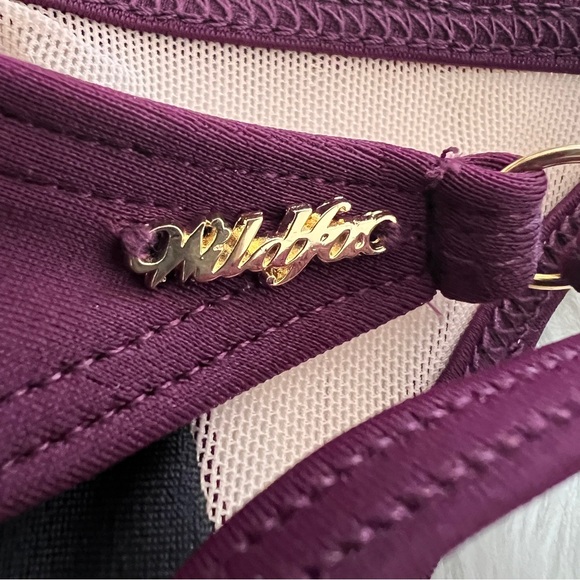 T1-- NWT purple WILDFOX Amora heart mesh strappy bikini top set bottom MEDIUM - Picture 6 of 11